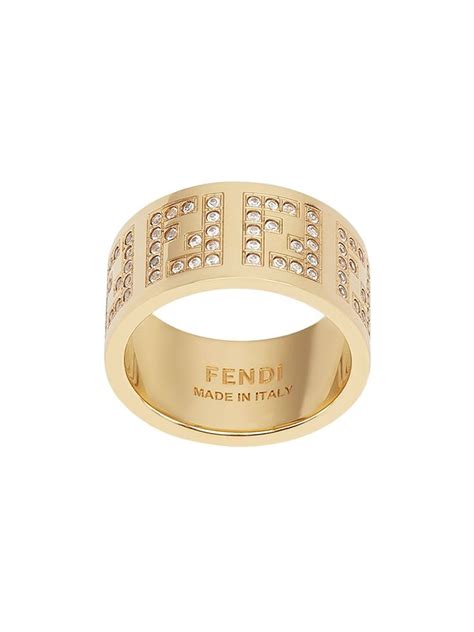 Fendi Crystal Detail Pendant Ring In Rose 